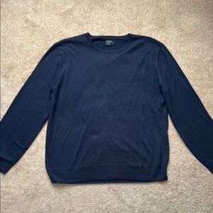 Black Crewneck Sweater with Ribbed Details